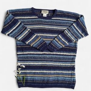 Vintage blue striped knit sweater